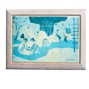 Vtg Joanie Barbier Southwestern Art Tile Music Box Jewelry Trinket Box